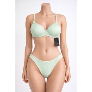 Zaful Forever Young Swimwear Underwire Bikini Set Womens 8 Mint Green Ribbed